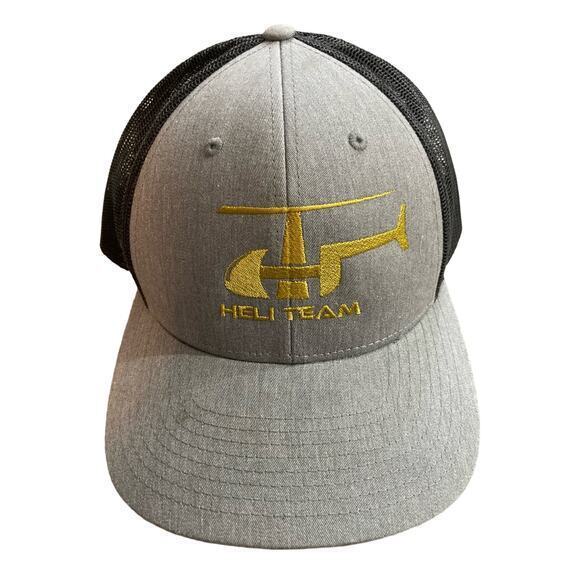 Heli‎ Team Trucker Cap Gray/Black Embroidered Helicopter Logo Adjustable - Picture 1 of 8
